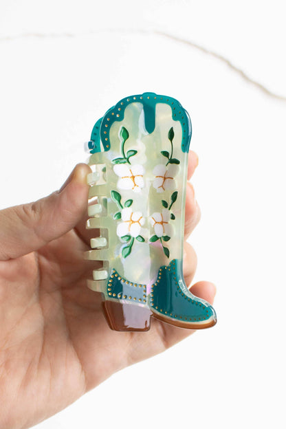 Magnolia Blossoms Western Boots Claw Clip