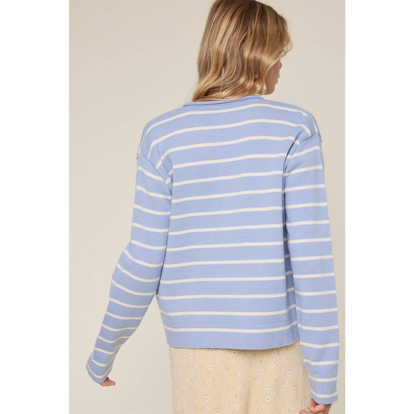 Ember Simple Striped Button Up Sweater