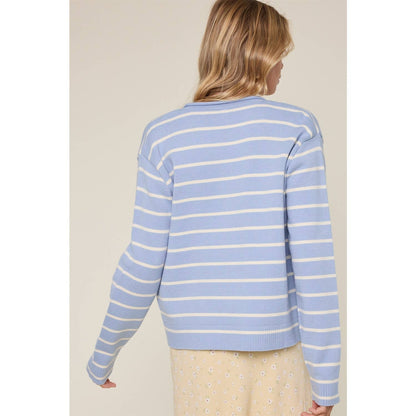Ember Simple Striped Button Up Sweater