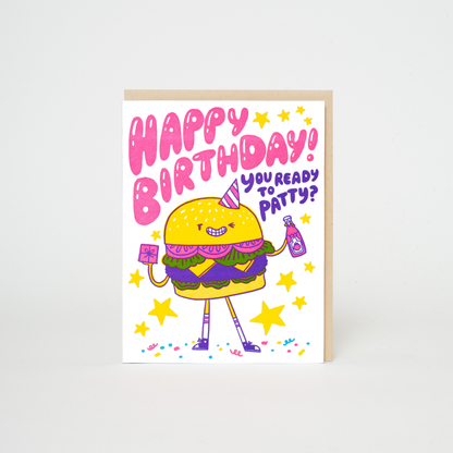 Birthday Burger Punny Letterpress Greeting Card by Hello!Lucky