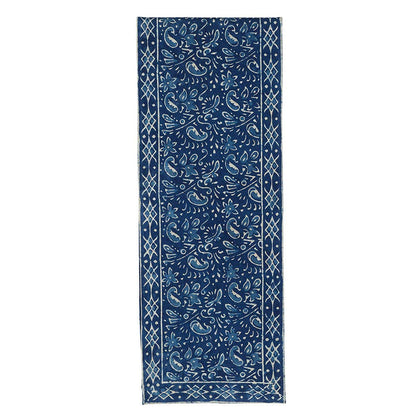 Indigo Dabu Paisley Block Print Table Runner