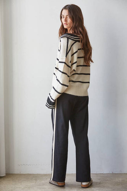 Weekend Stripe Polo Sweater