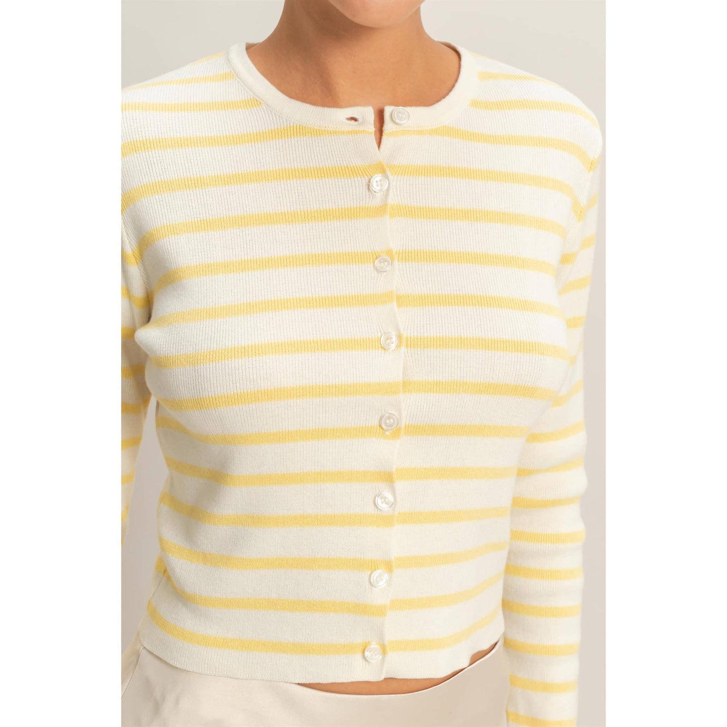 Striped Button-Up Cardigan