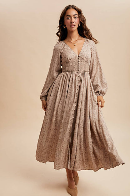 Smocked Button Down Maxi