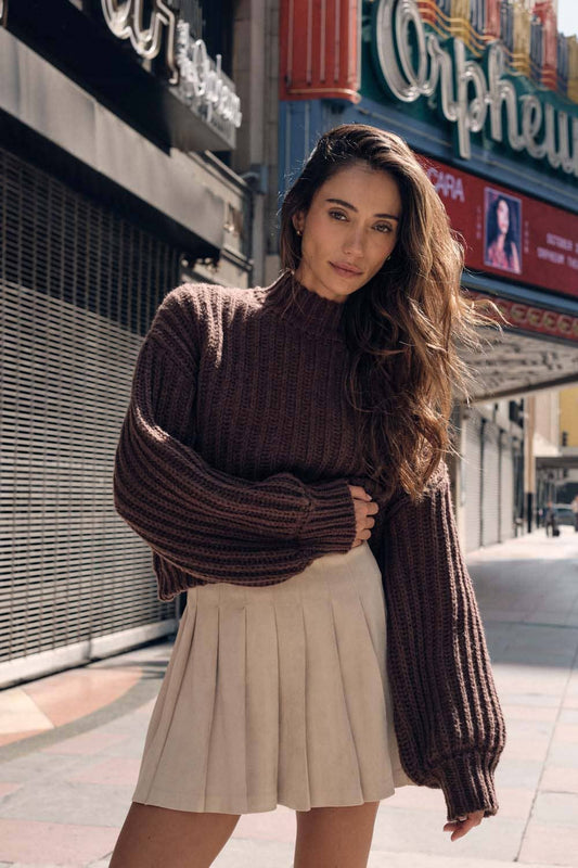 Essential Wide Sleeve Rib Knit Sweater
