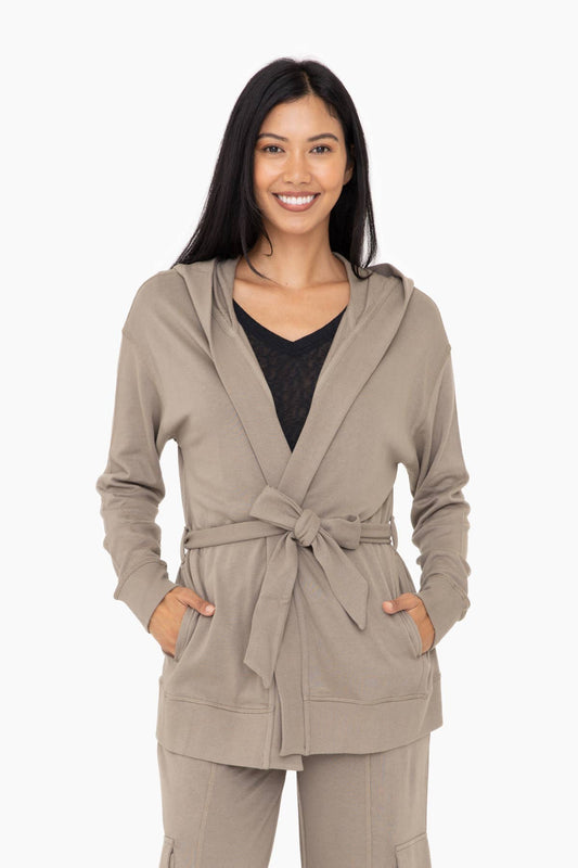 GREEN - Organic Cotton Blend Wrap Cardigan