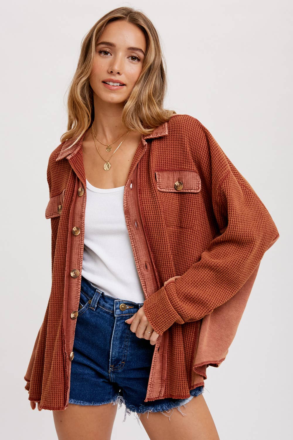 SLOUCHY WAFFLE KNIT JACKET