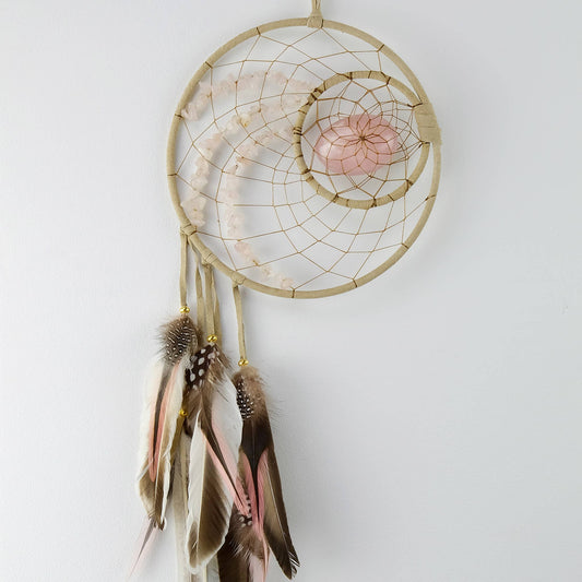 Energy Dream Catcher with Rose Quartz Stones