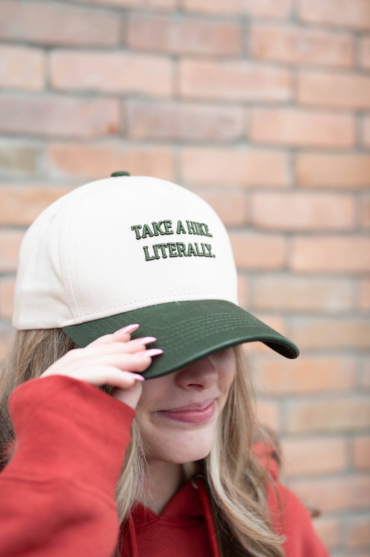 Take A Hike. Literally. Embroidered Trucker - Forest
