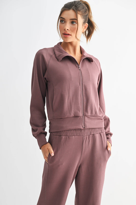 Luxe Sand Wash Rib Zip Jacket