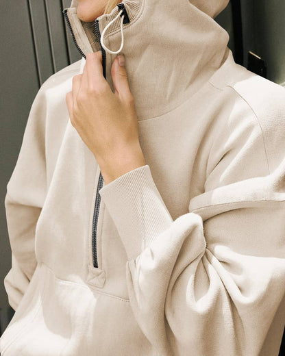 Quarter Zip Collar Pocket Hoodie