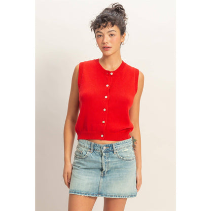 Button Up Sleeveless Cardigan
