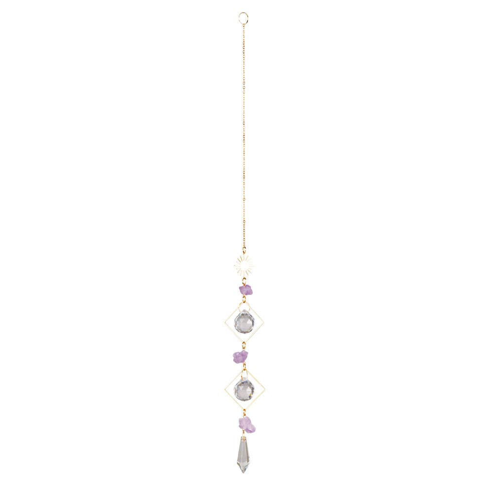 SUN WITH AMETHYST & DOUBLE DIAMOND CRYSTAL SUNCATCHER
