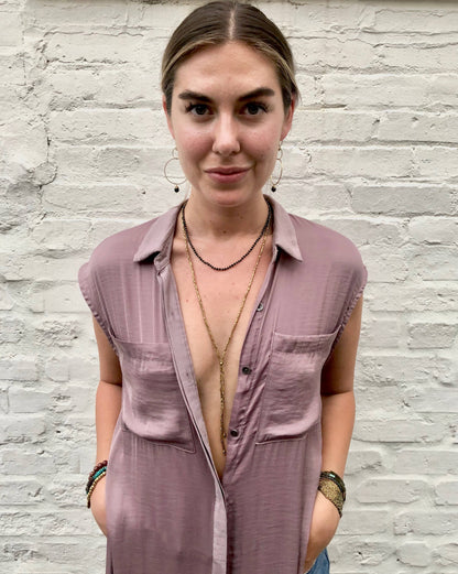 Brass Double Layer Lariat Necklace