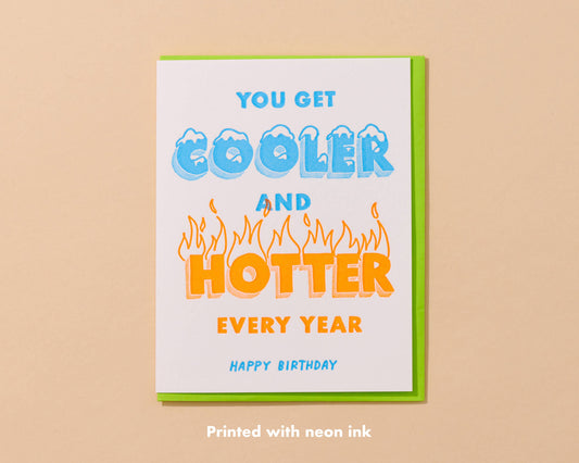 Letterpress Cooler & Hotter Vibrant Card