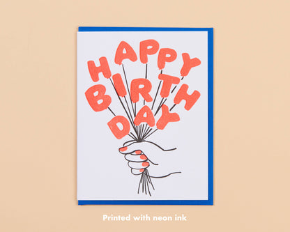Letterpress Birthday Balloons Bouquet Card