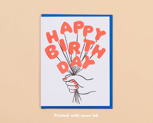 Letterpress Birthday Balloons Bouquet Card