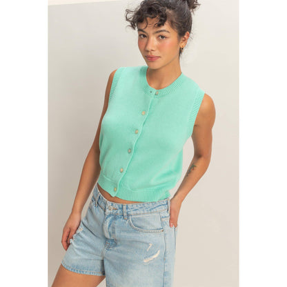 Button Up Sleeveless Cardigan