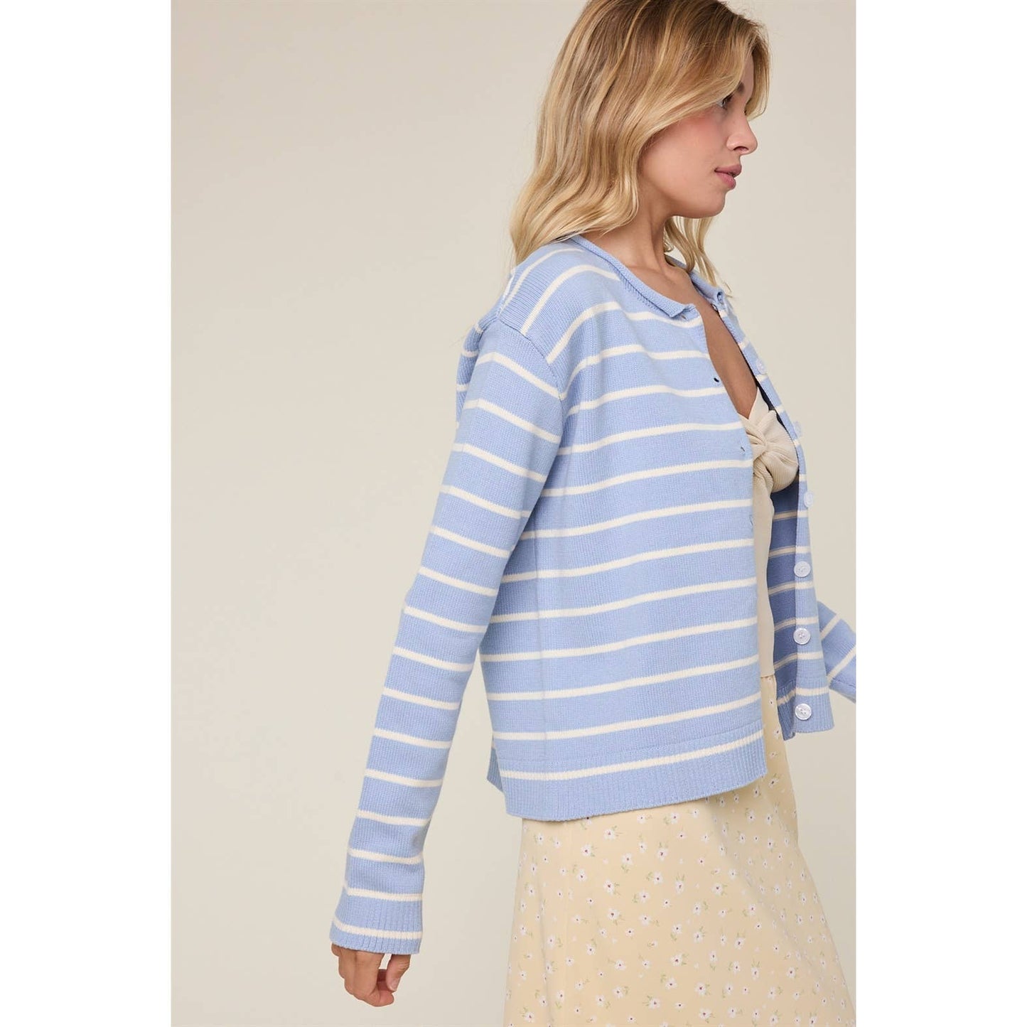 Ember Simple Striped Button Up Sweater