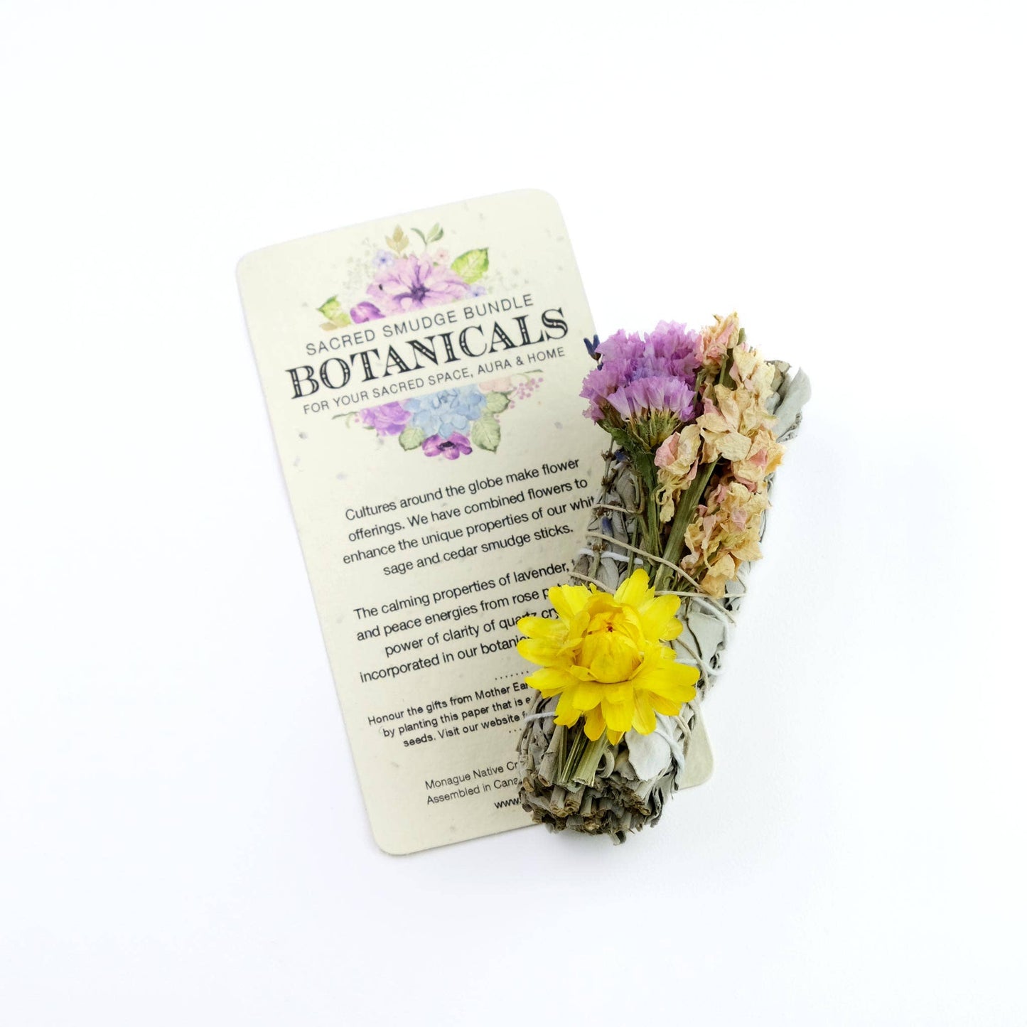 Botanical Small Sage Smudge Bundle with Strawflower & Lavender