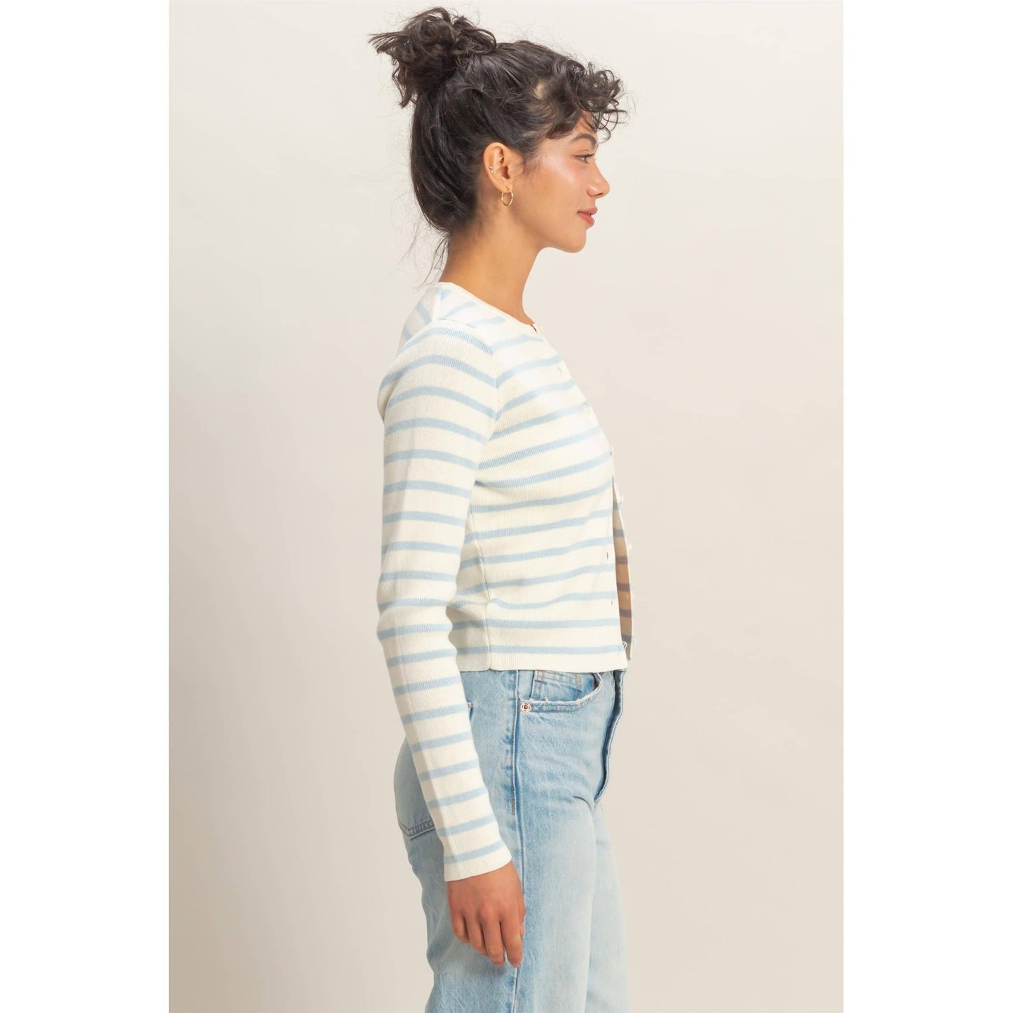 Striped Button-Up Cardigan