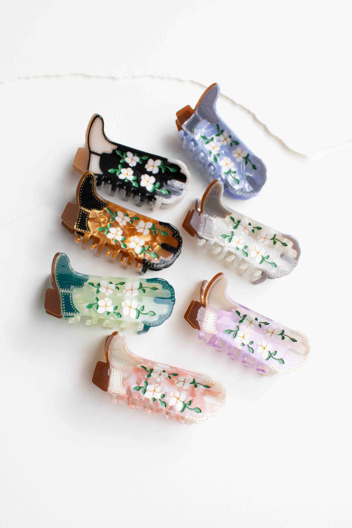 Magnolia Blossoms Western Boots Claw Clip