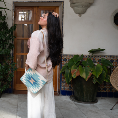 Viento Dulce Zapotec Wool Crossbody–Leather Trim