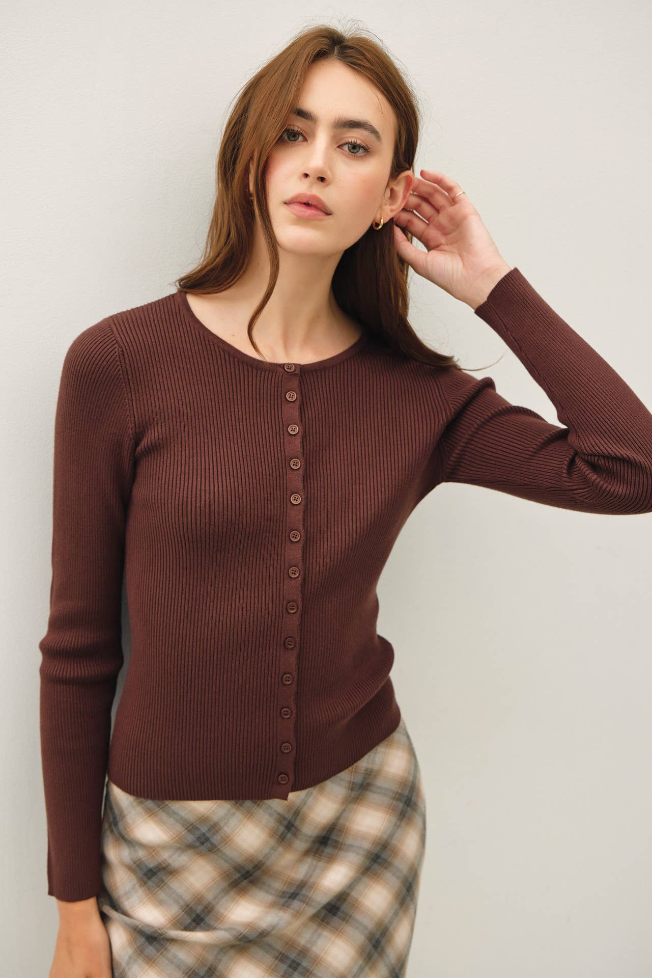 Essential Ribbed Button Up Top