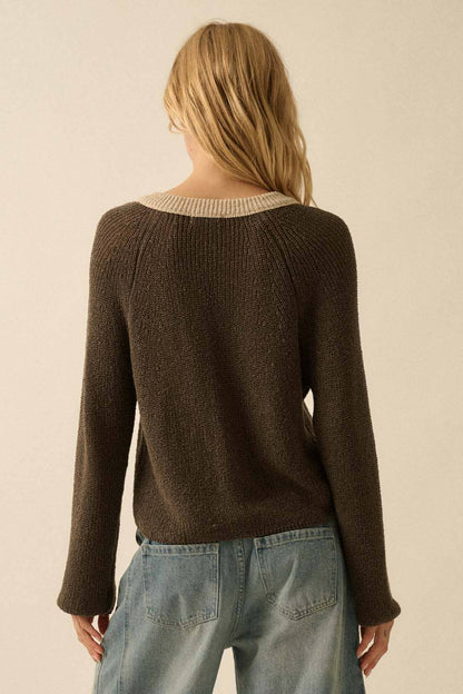Best Selling Ribbed Knit Contrast Cardi