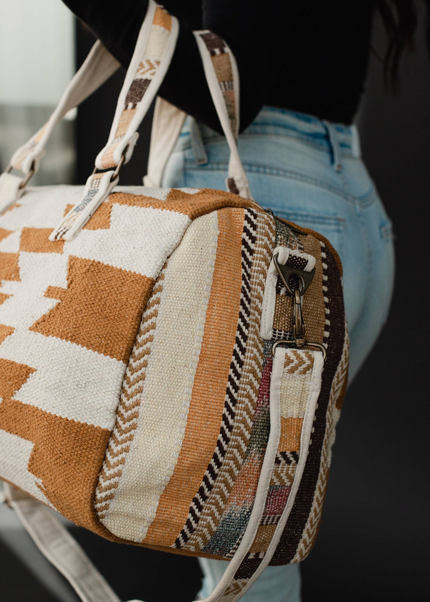 Camel & Cream Aztec Duffel