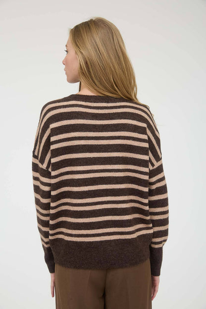 Cozy Front Seam Striped Sweater