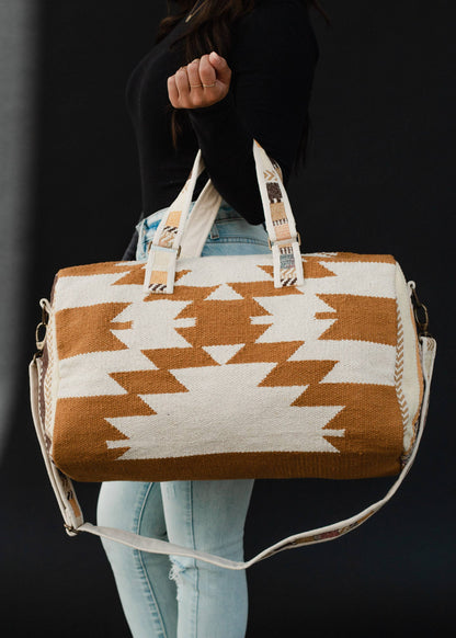 Camel & Cream Aztec Duffel