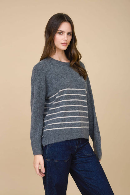 Simple & Cozy Front Seam Stripe Sweater