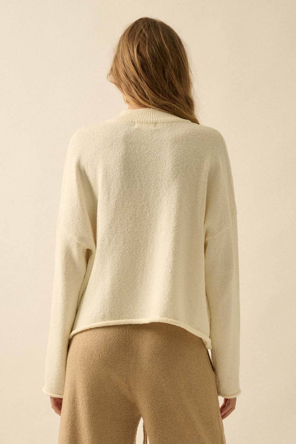 Textured Knit Half-Zip Mock-Neck Sweater