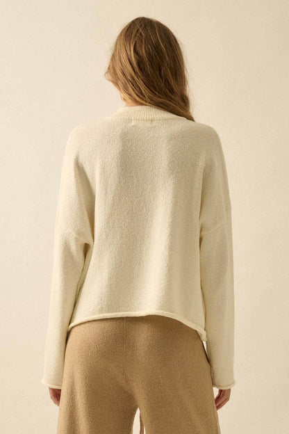 Textured Knit Half-Zip Mock-Neck Sweater