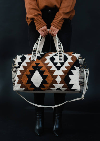 Cream, Black, Brown & Tan Aztec Duffel