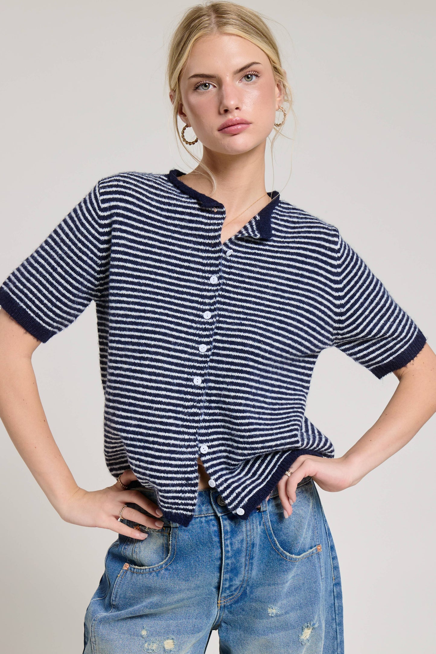 Classic Short Sleeve Button Cardigan