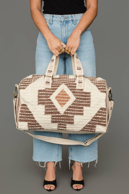 Cream, Brown & Rust Western Duffel