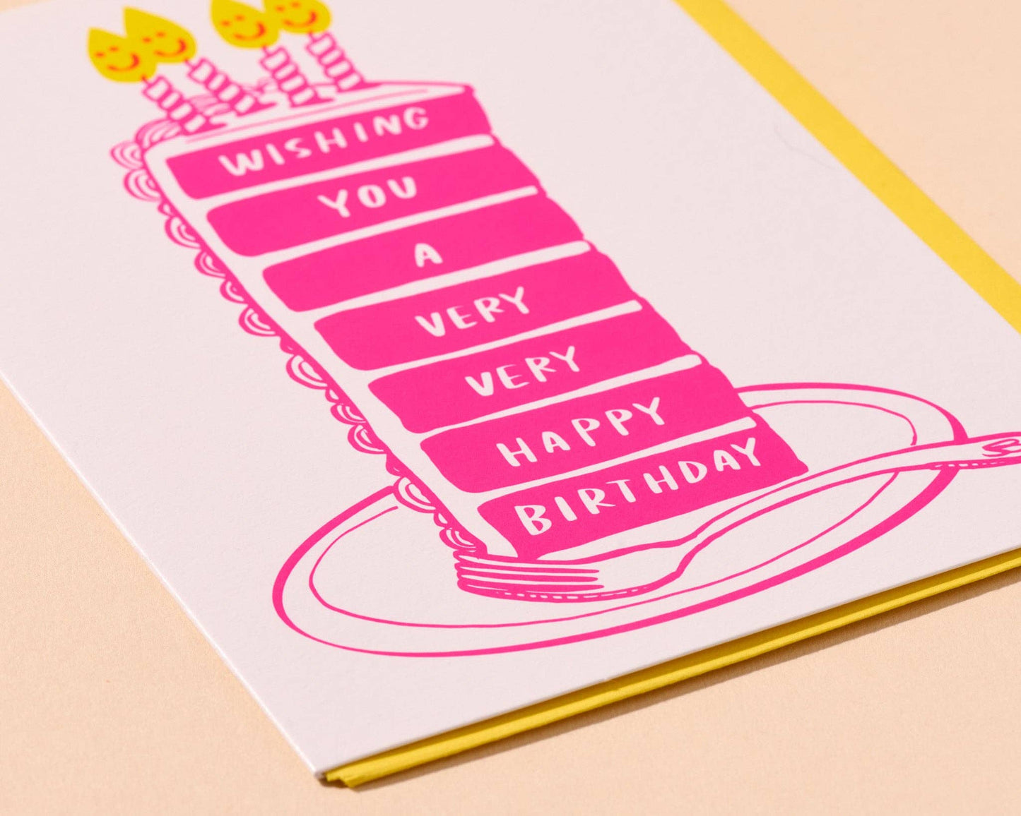 Letterpress Very Happy Birthday Cake Card