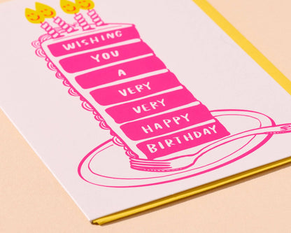 Letterpress Very Happy Birthday Cake Card