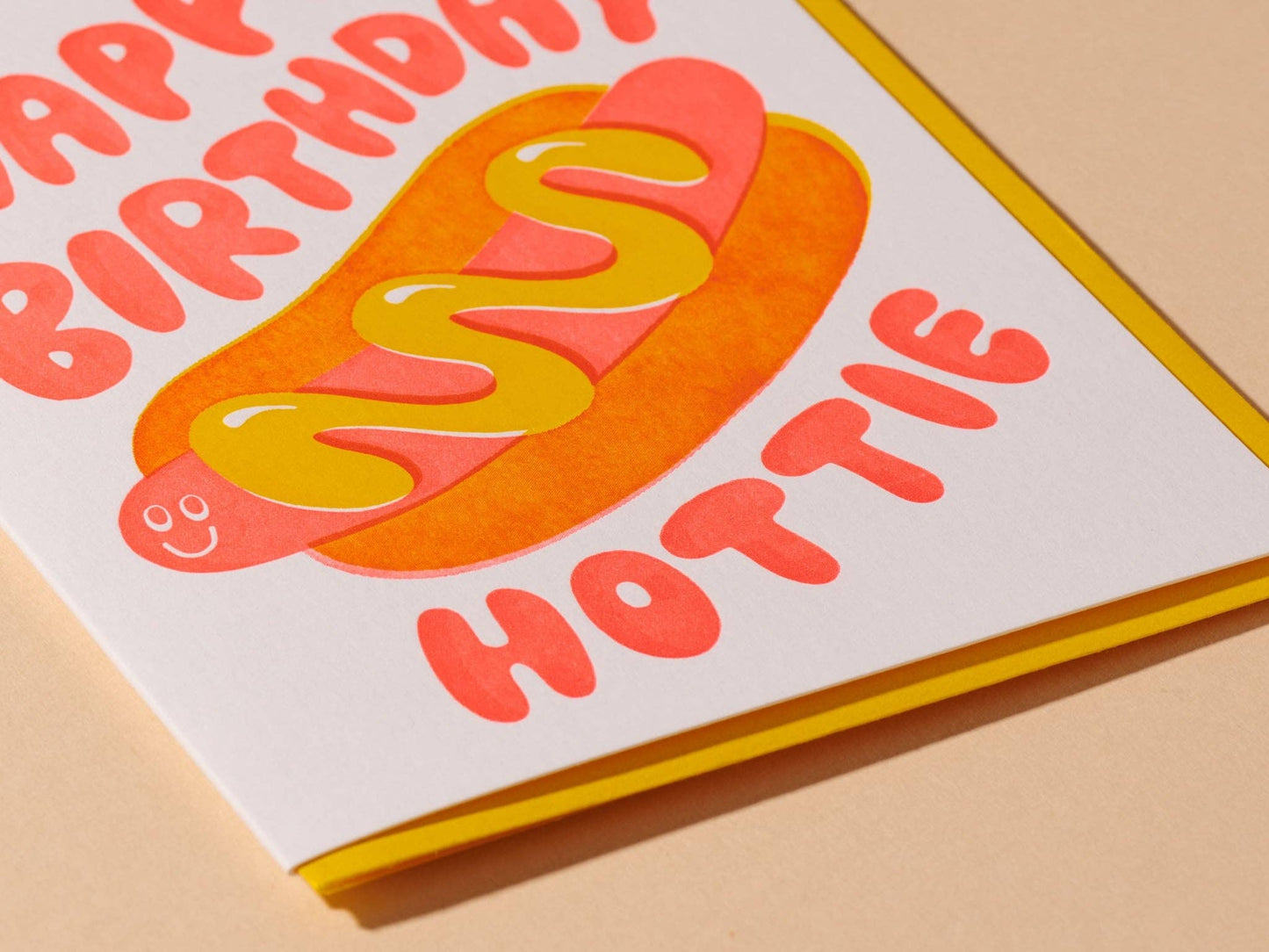 Letterpress Hottie Hot Dog Bday Card
