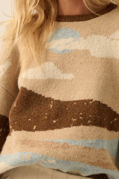Beach Landscape Jacquard-Knit Sweater