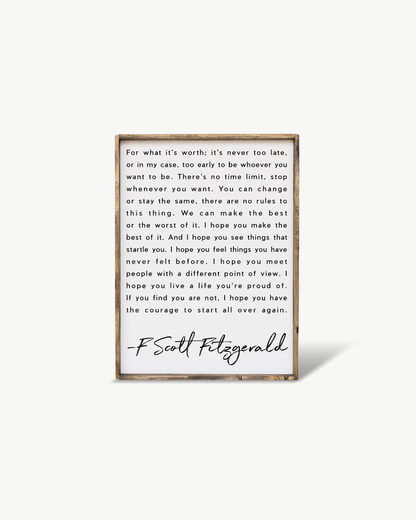 F. Scott Fitzgerald Quote Framed Print – Inspirational Art