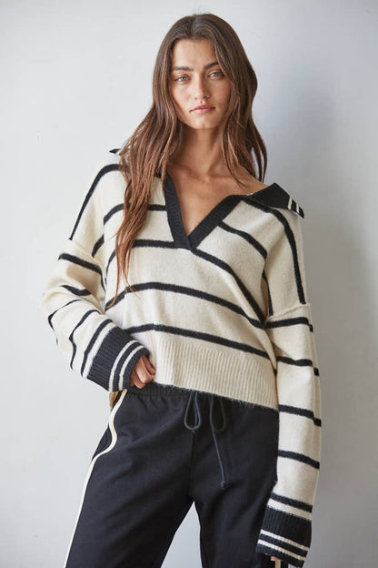Weekend Stripe Polo Sweater