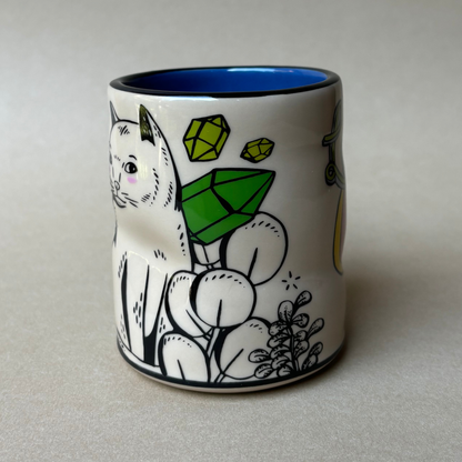Lucky Cat & Houseplant Mug - Large