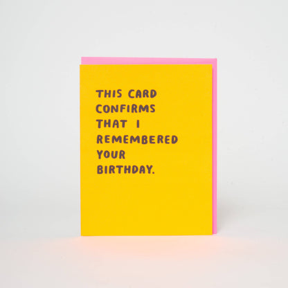 Confirmed Birthday Funny Letterpress Greeting Card by Ashkahn