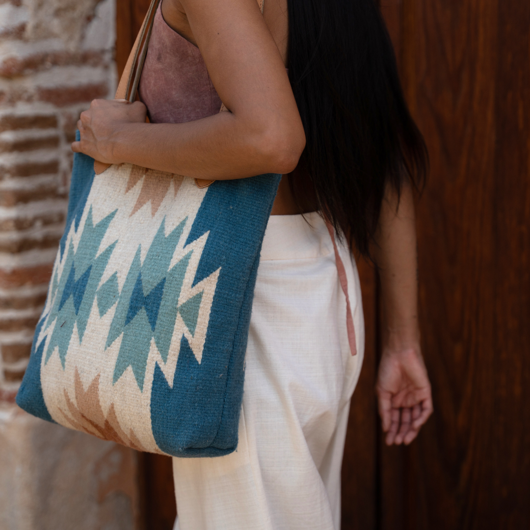 Playa Bucket Wool Bucket Tote–Leather Strap