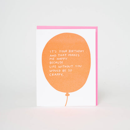 Punny Birthday Balloon Letterpress Greeting Card by Ashkahn