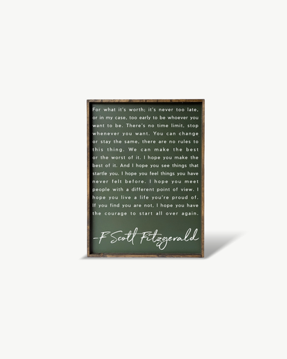 F. Scott Fitzgerald Quote Framed Print – Inspirational Art