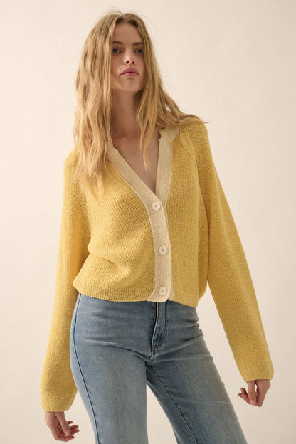 Best Selling Ribbed Knit Contrast Cardi
